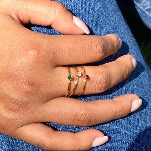 18k Gold Birthstone minimalist Stacking Ring Set